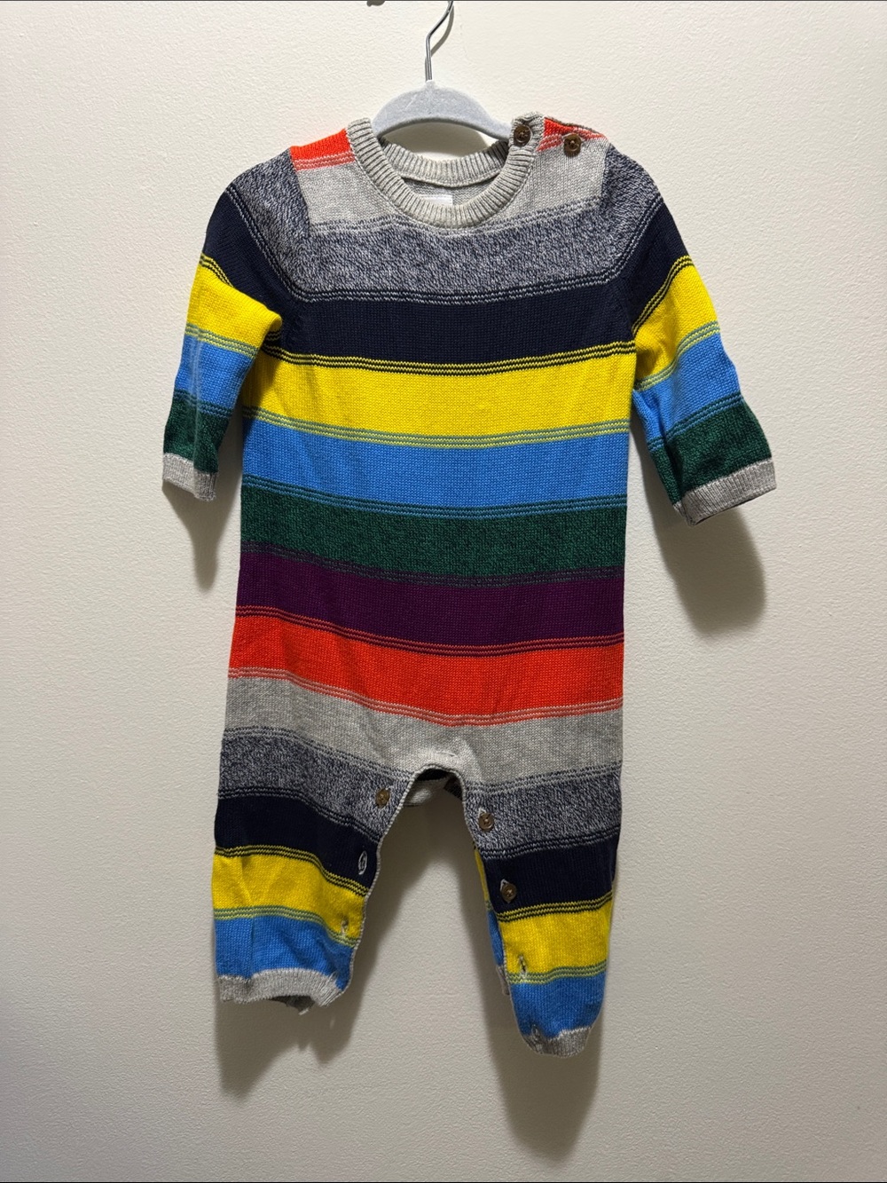 Baby Gap Multicolor Striped Knit Baby One-Piece Romper